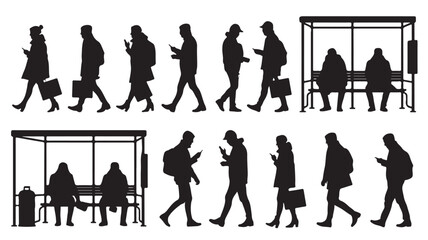 Shadows of the City: A composite image showcases a dynamic array of silhouettes navigating the urban landscape.