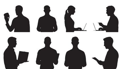 Silhouette Studies: A collection of various silhouette portraits, illustrating different gestures, actions, and activities, offering a versatile range for design projects.