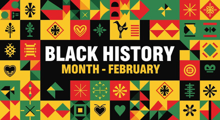 Black History Month February Celebration with Adinkra Symbols.
