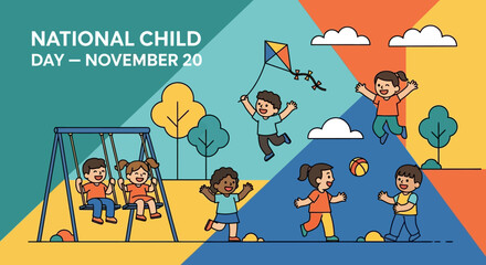 National Child Day November 20 Children Playing Outdoors.
