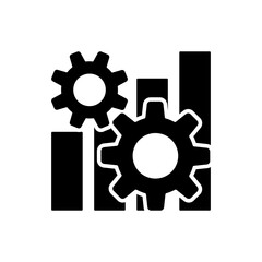 Graph bar with cogwheels black icon. Productivity concept