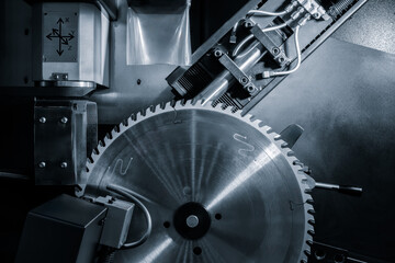 Large industrial automatic circular saw for cutting wood, wood and chipboard panels for furniture...