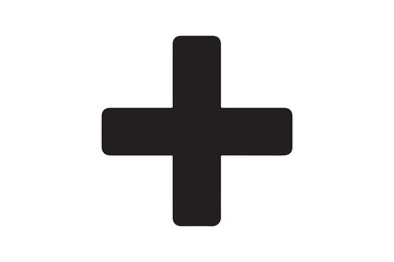 Simple black plus sign icon isolated on transparent background