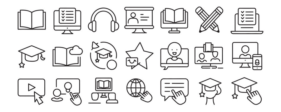 Elearning icons for online education and digital learning tools