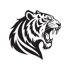 tiger roaring vector silhouette clip art logo design illustration