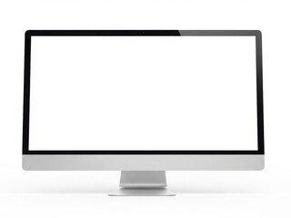 Fototapeta premium Modern desktop computer monitor with blank white screen isolated on white background