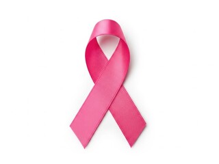 Pink ribbon symbolizing breast cancer awareness, isolated on white background