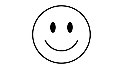 Fototapeta premium Smiling emoticon face with black outline on white background