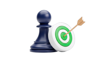 Chess Pawn Hits Target: Strategy and Success Concept