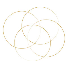 Gold abstract flowing lines creating overlapping circles. Vector illustration