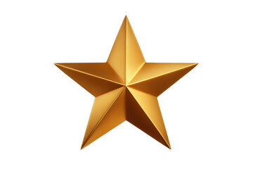 Obraz premium Gold five-pointed star icon representing quality, success, rating, achievement, and excellence with transparent background