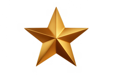 Gold five-pointed star icon representing quality, success, rating, achievement, and excellence with transparent background