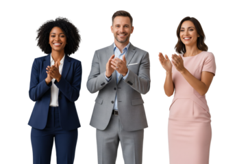 Business people clapping hands isolated on white or transparent background