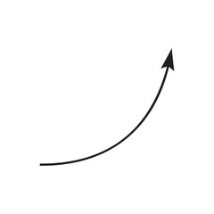 A simple black arrow curves gracefully upwards and to the right. 