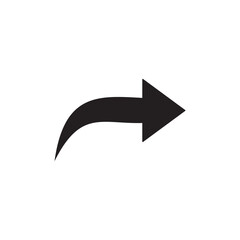 A sleek black arrow curves gracefully upwards and then sharply points to the right.