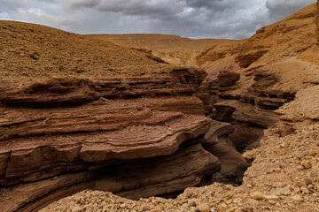 Beautiful natural rocky landscape of the red canyon in Eilat, israel