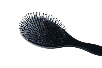 Illustration of black hair brush with bristles isolated on transparent background