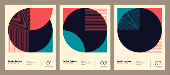 A minimalist poster set in a geometric retro style. Vector illustration.