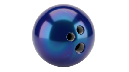 Iridescent blue bowling ball isolated PNG, sports equipment for bowling alley games and recreational activities on transparent background