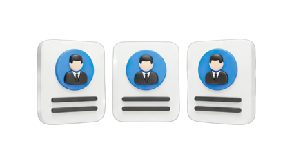 3D Profile Cards Displaying Business Professionals