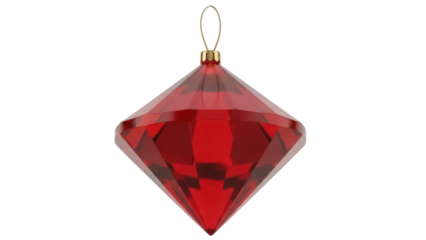 Red ruby Christmas bauble isolated PNG on transparent background, festive holiday ornament for seasonal decoration and graphic design use