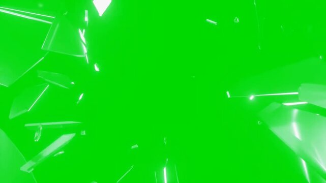 Dynamic explosion of a glass shattering on green screen background high speed, vfx, production. Realistic Glass Breaking Effect &ndash; Green Screen Shatter Animation for VFX and Video Editing, Glass Shatte
