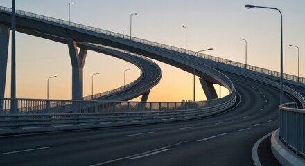 Elevated highway curves elegantly against a soft sunset sky (1)