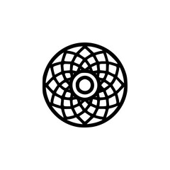 Geometric Mandala Silhouette Logo in Minimal Black and White Vector Style