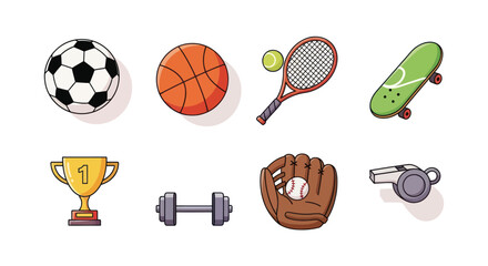 Sports equipment collection football basketball tennis skateboard and more © Pajero