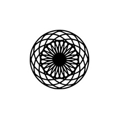 Geometric Mandala Silhouette Logo in Minimal Black and White Vector Style