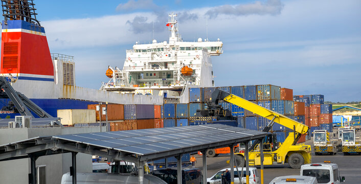 Freeport Malta in Birzebbuga &mdash; major container terminal and Mediterranean shipping hub, solar power