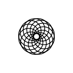 Geometric Mandala Silhouette Logo in Minimal Black and White Vector Style