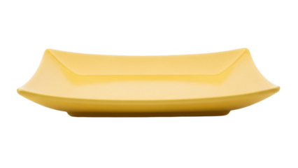 Yellow ceramic serving dish isolated PNG, minimalist tableware for appetizers and small plates on transparent background