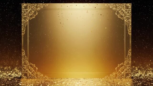 Golden Frame Background with Ornate Details.