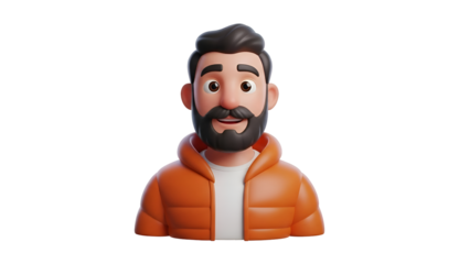 Man with Beard Wearing Orange Jacket