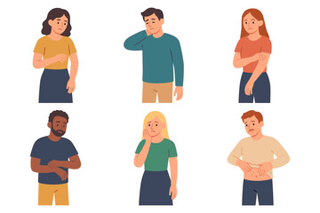 Fototapeta premium Diverse group of people showing symptoms of discomfort or irritation