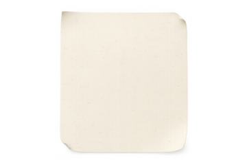 Vintage aged paper presenting blank sheet with curled corner, old parchment texture on transparency