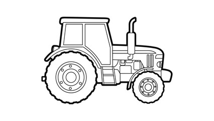 Fototapeta premium Detailed black and white tractor outline for farm equipment design