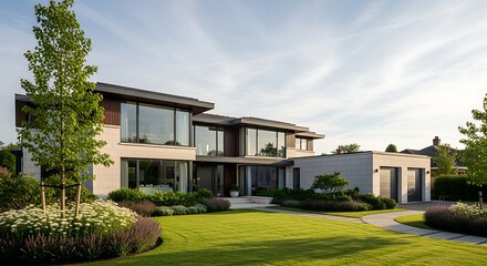 Fototapeta premium luxury home with a garden