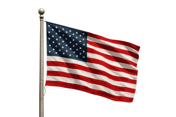 Obraz premium United states flag, stars and stripes, waving proudly on flagpole, representing patriotism, freedom, and national pride