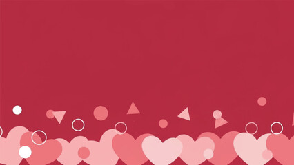 Valentine's Day illustration with hearts and shapes on a red background