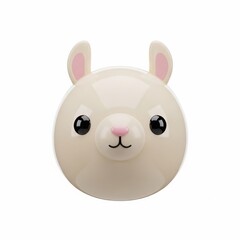 Obraz premium Adorable Cartoon Llama Head on White Background perfect for Kids' products, social media posts, greeting cards, website graphics, merchandise design, app icon,