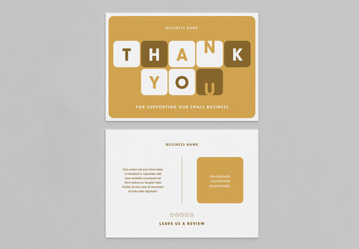 Thank You Card Layout with Golden Accents