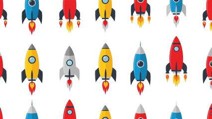 Colorful Rocket Vector Pattern for Adventure and Innovation Themes in Design © azad