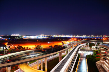 Tampa, FL USA - 03 16 2022: Night landscape of Tampa international TPA airport in Florida, USA