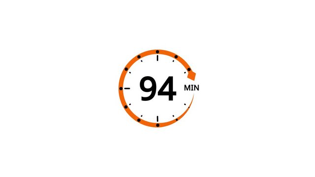 Orange circle timer with 94 minutes displayed on white background clock countdown