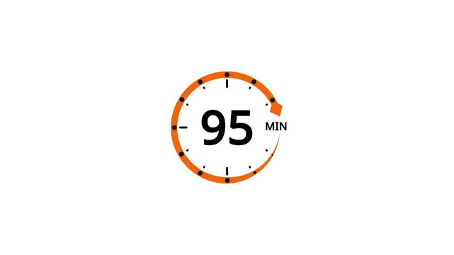 Orange circle timer with 95 minutes displayed on white background clock countdown