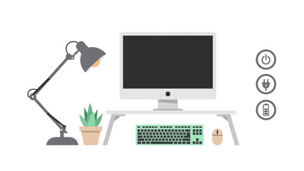 Modern workspace setup with desk lamp and computer elements for home office inspiration