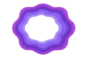 Abstract wavy purple gradient ring forming an organic modern shape with fluid flow design, transparent background