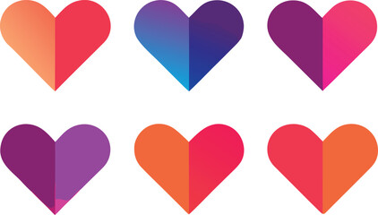 Colorful heart shapes